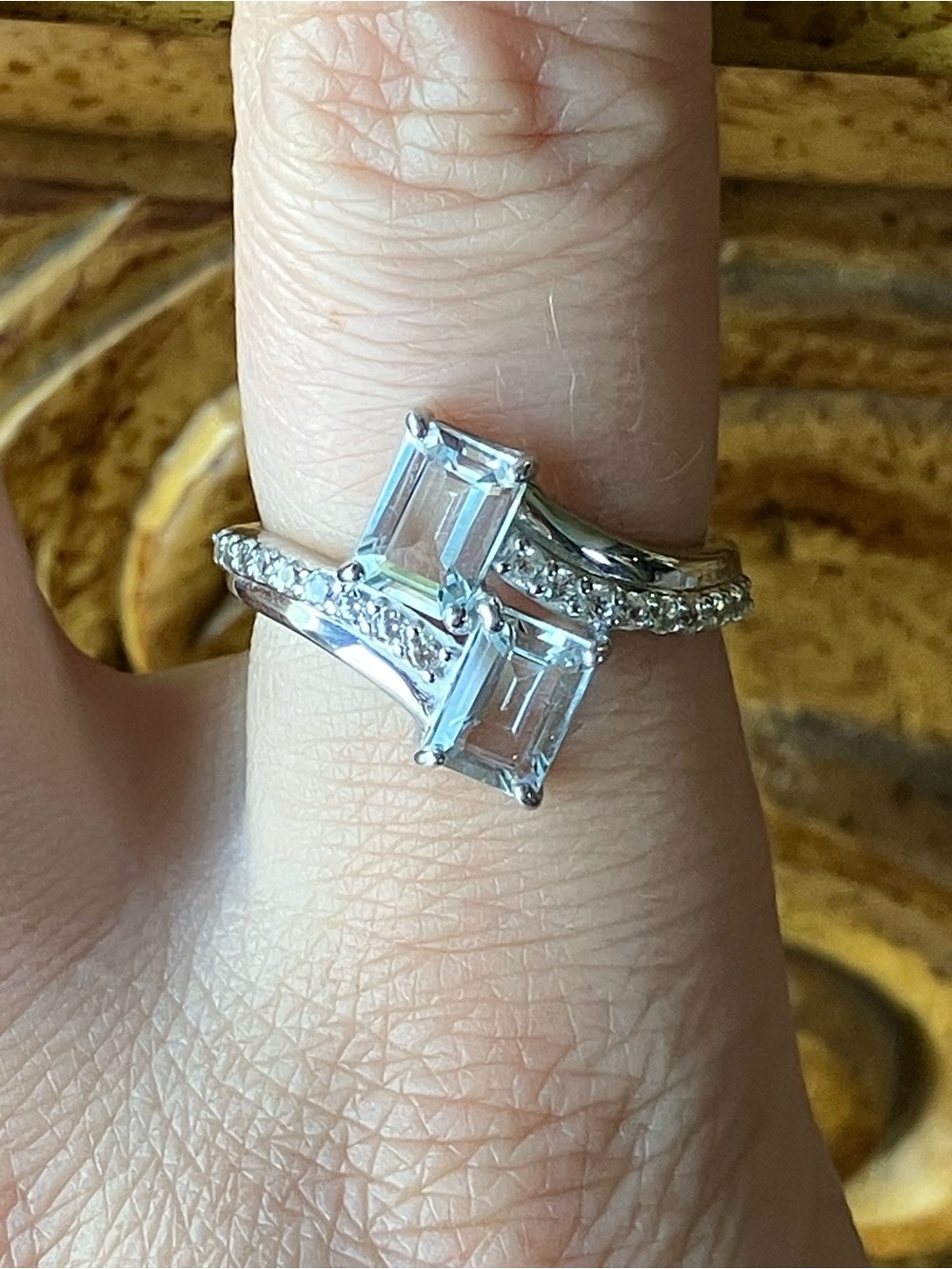 Natural Aquamarine Sterling Silver Ring Size 8